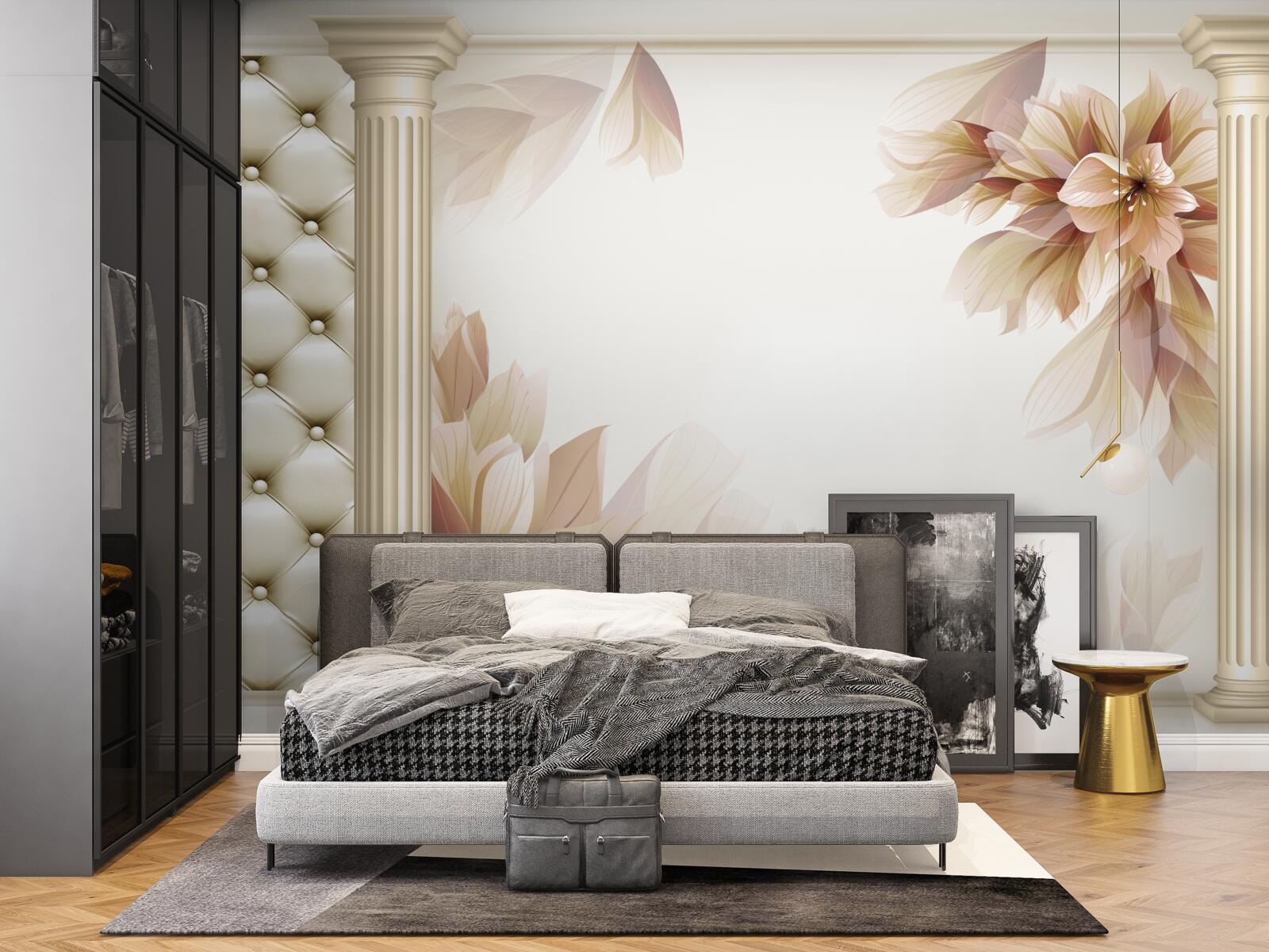 Fototapeta kvety rastú v blízkosti vysokých stĺpov