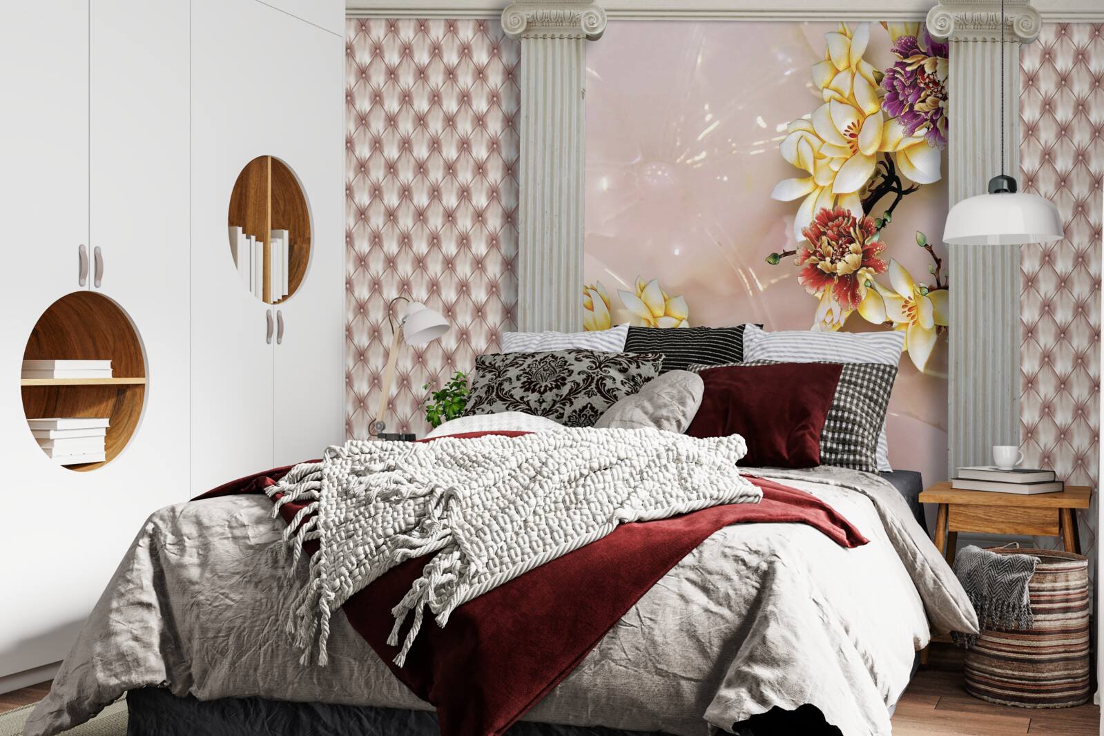 Fototapeta staré vysoké oblúky a zlaté kvety