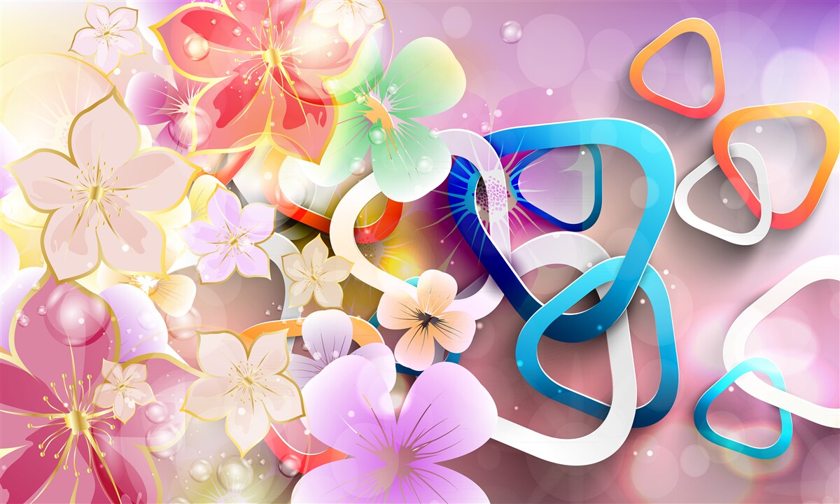 Fototapeta kvety so sýtymi farbami a zlatými akcentmi