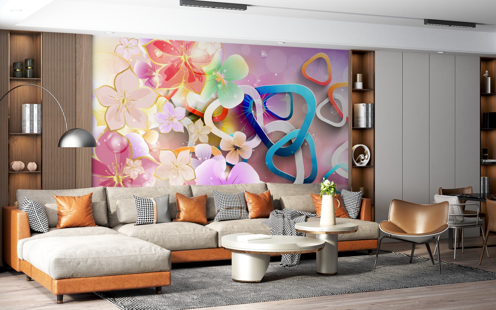 Fototapeta kvety so sýtymi farbami a zlatými akcentmi