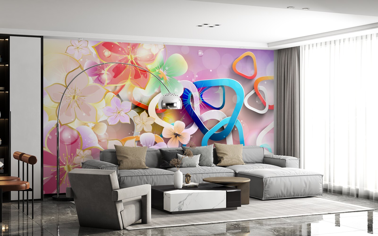 Fototapeta kvety so sýtymi farbami a zlatými akcentmi