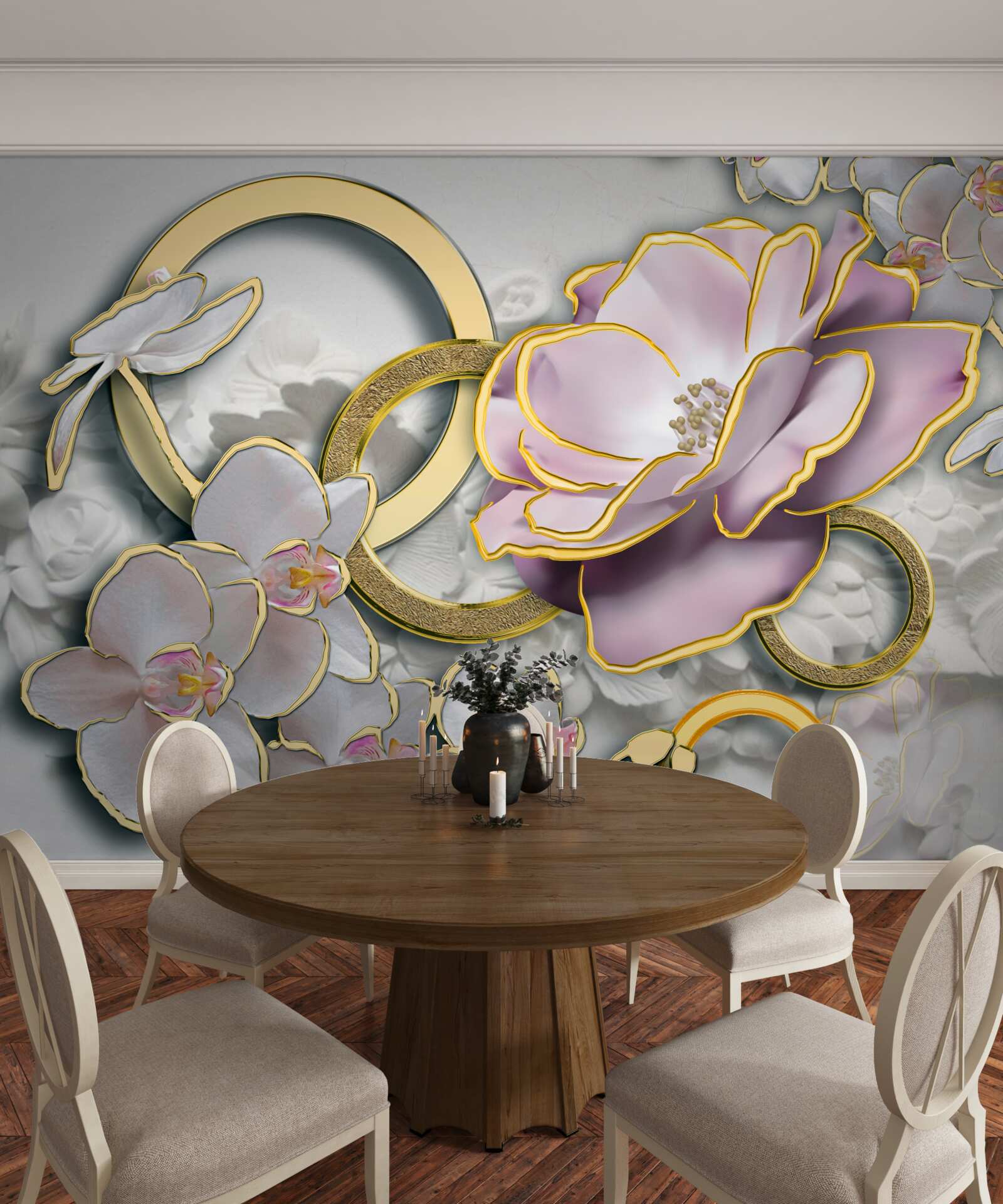 Fototapeta lesklé a zlaté kvety na oblohe