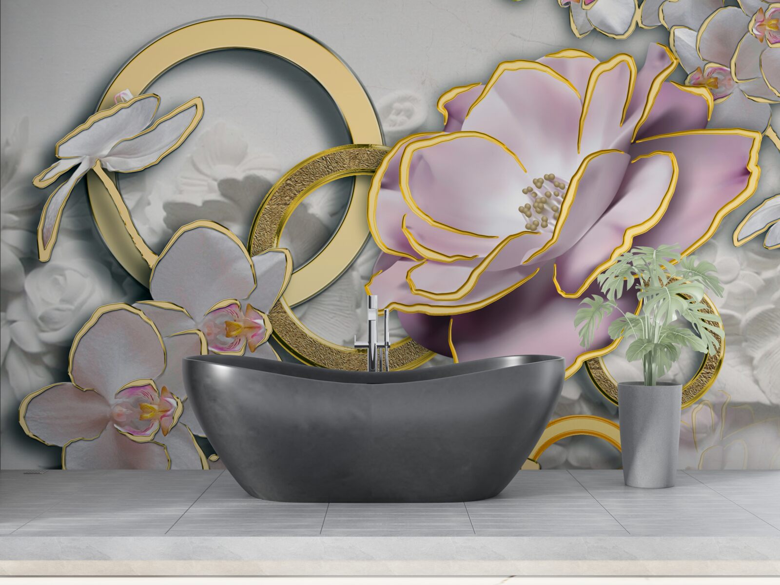 Fototapeta lesklé a zlaté kvety na oblohe