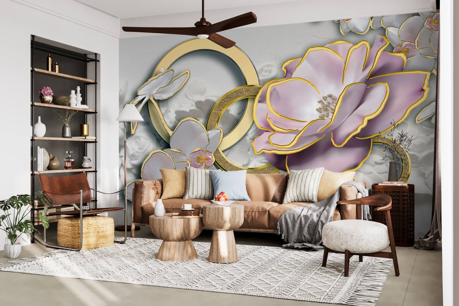 Fototapeta lesklé a zlaté kvety na oblohe