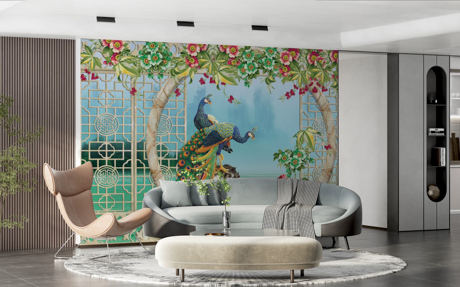 Fototapeta nádherné bažanty na kruhovom moste nad vodou