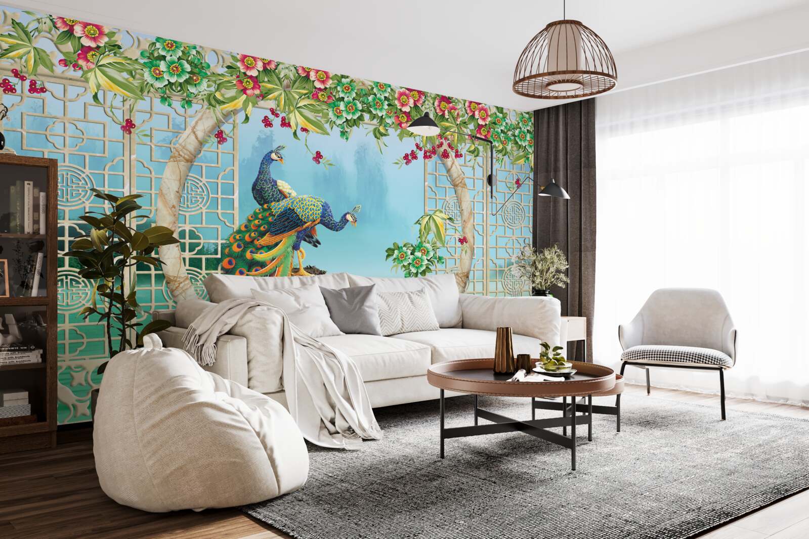 Fototapeta nádherné bažanty na kruhovom moste nad vodou