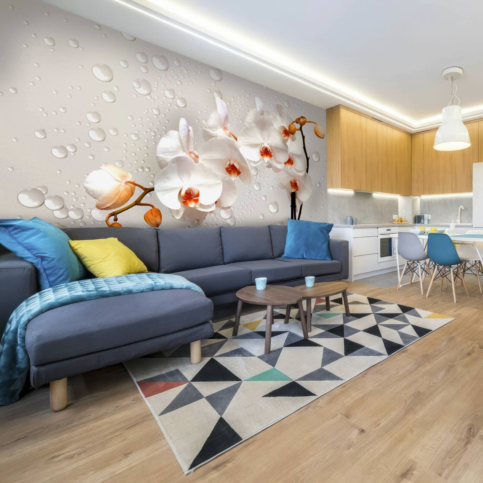 Fototapeta Veľké dažďové kvapky pokrývajú biele lotosové kvety