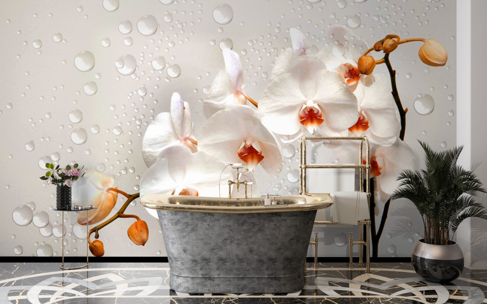 Fototapeta Veľké dažďové kvapky pokrývajú biele lotosové kvety