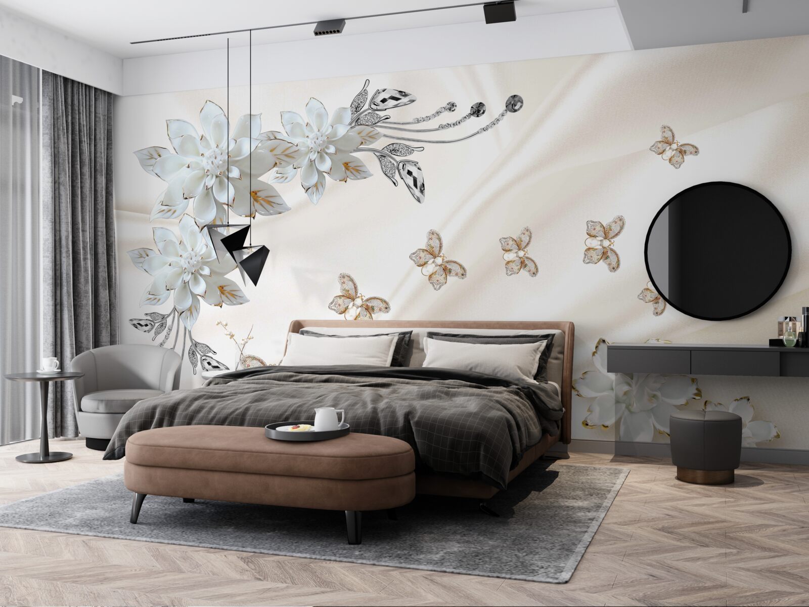 Fototapeta nad kvetmi vlajú hodvábne motýle