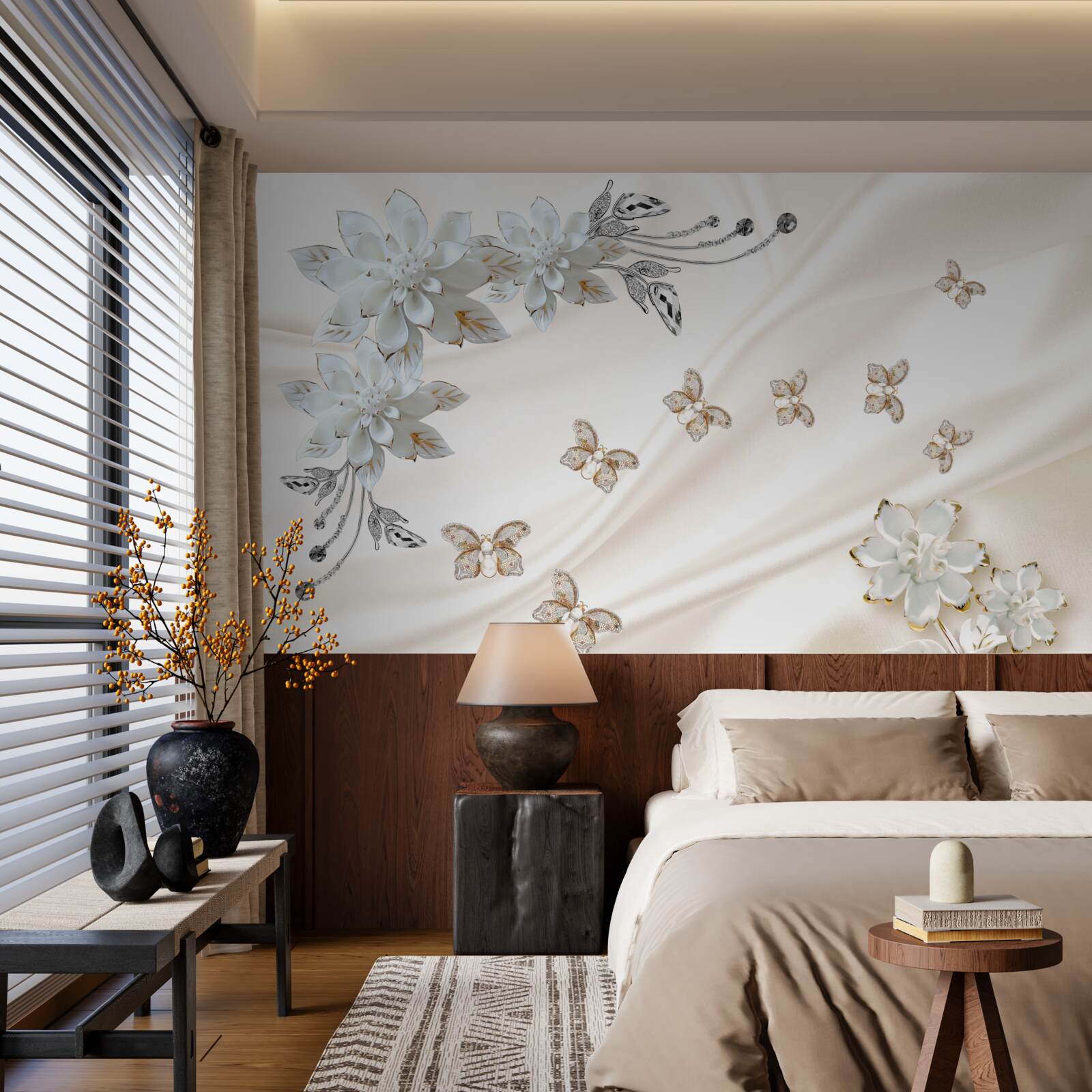 Fototapeta nad kvetmi vlajú hodvábne motýle