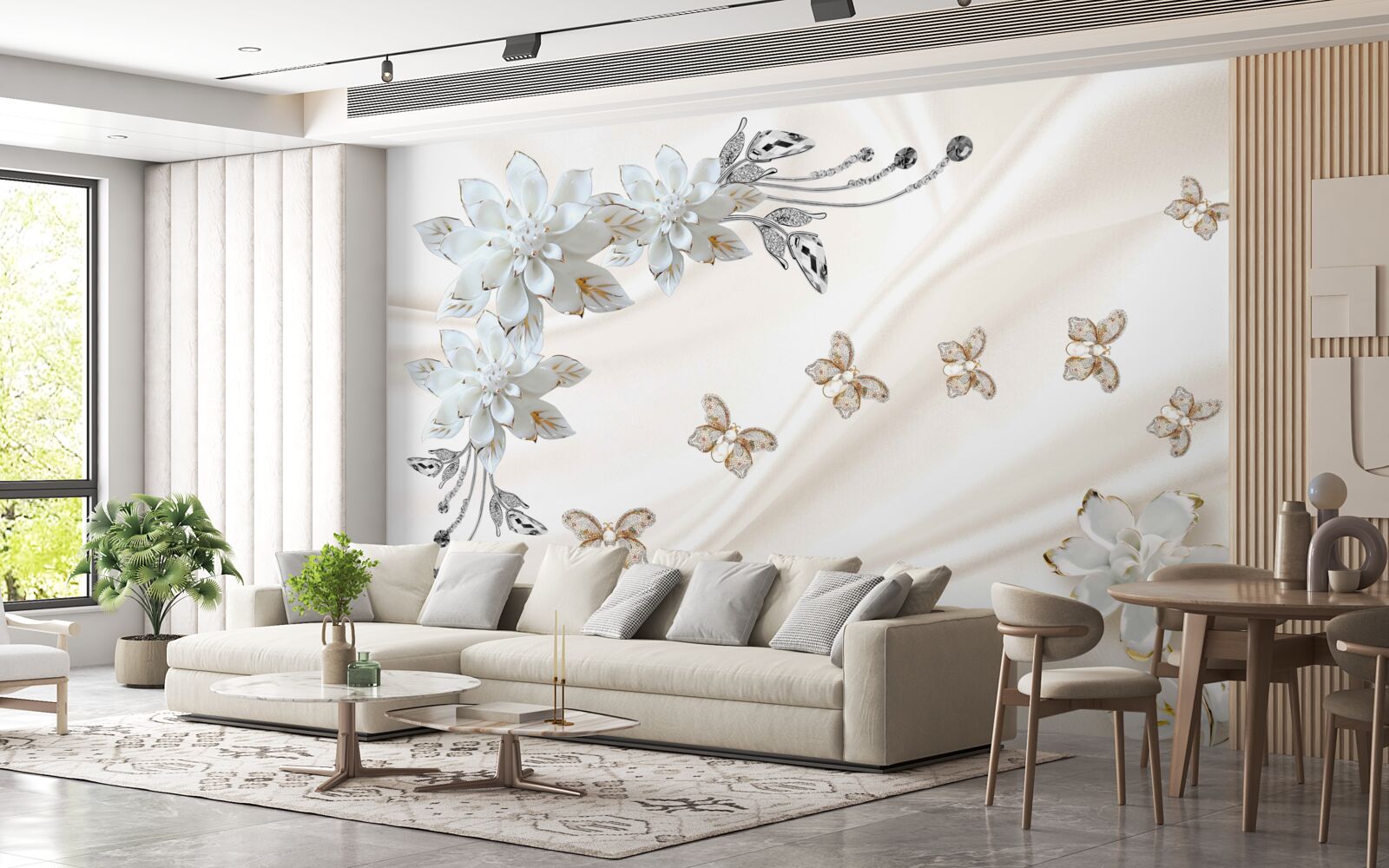 Fototapeta nad kvetmi vlajú hodvábne motýle