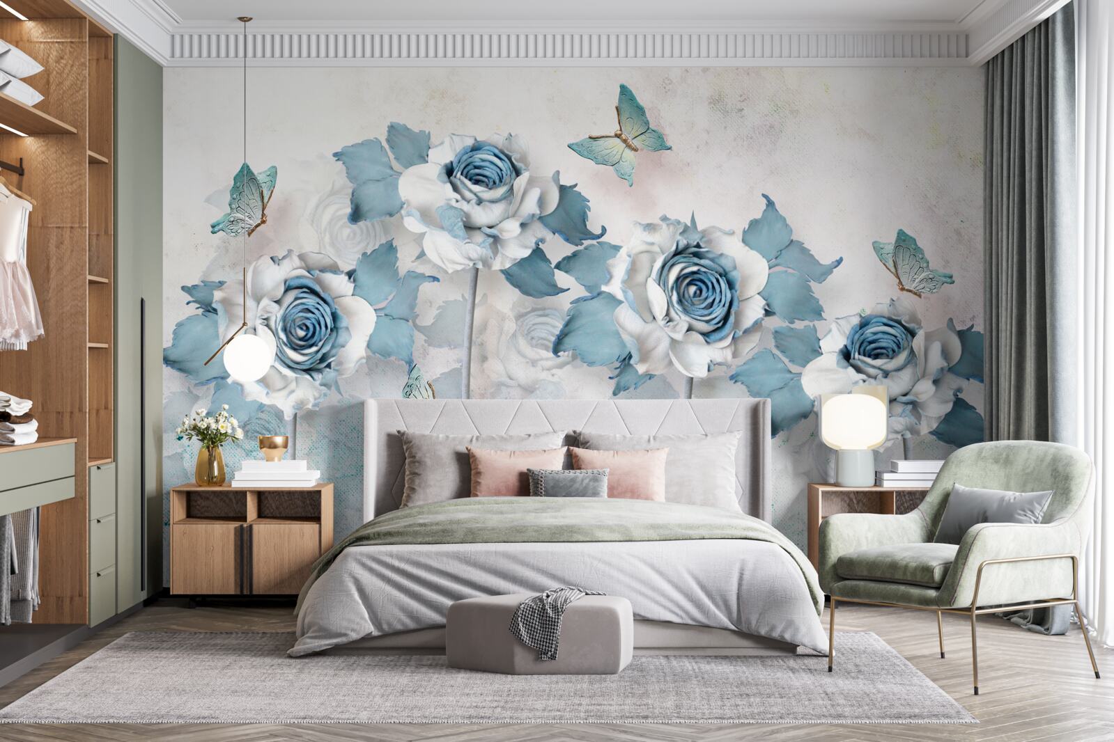 Fototapeta pekné ruže z textilu a bižutéria s kovom