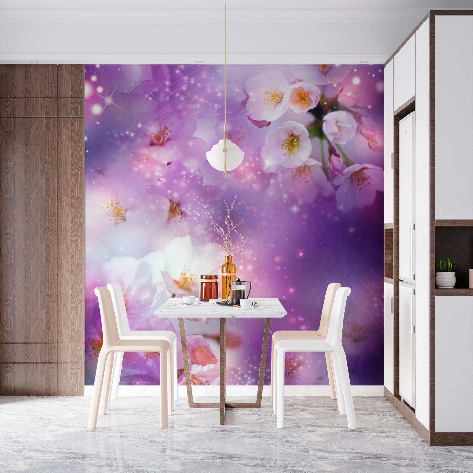 Fototapeta svetlé kvety na fialovom pozadí