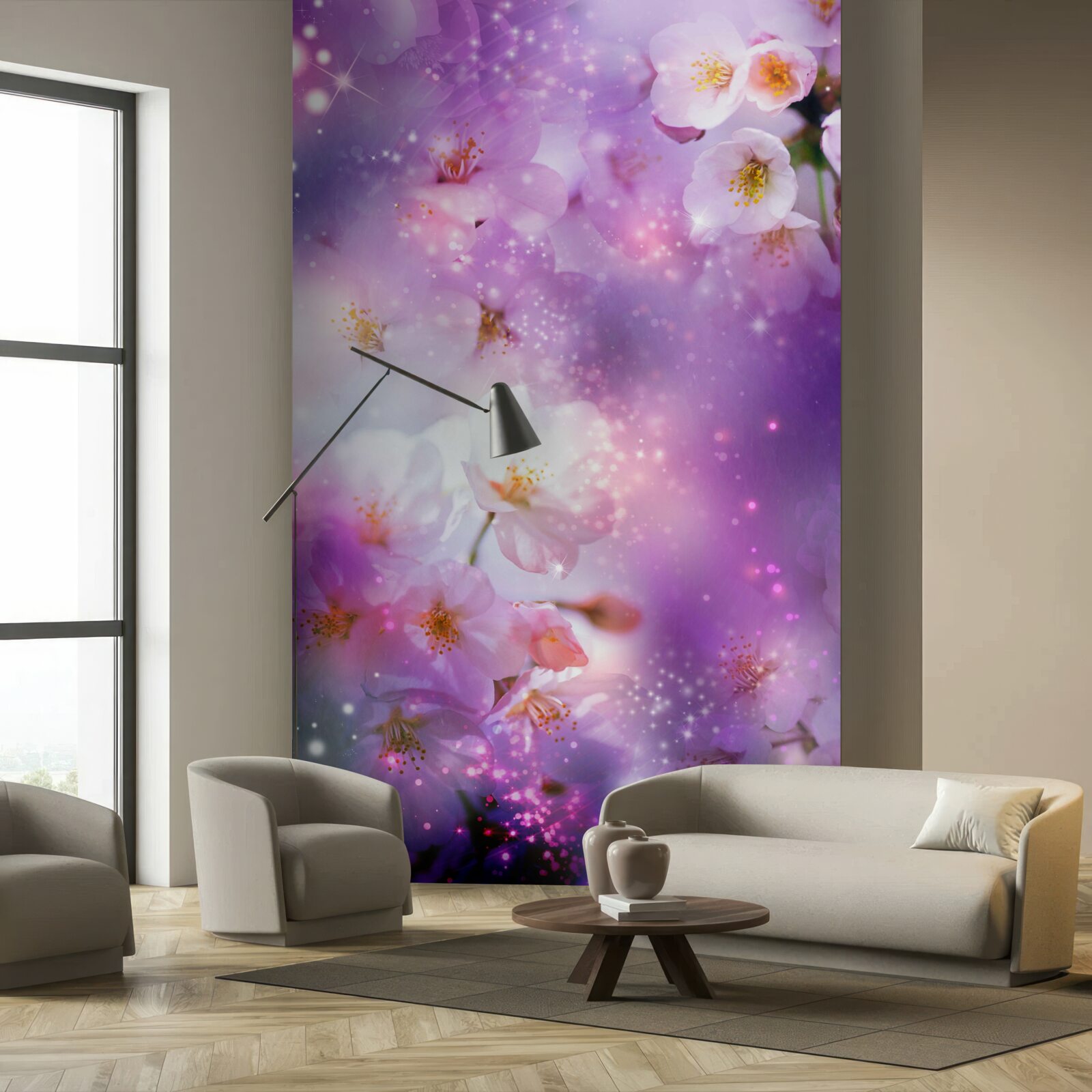 Fototapeta svetlé kvety na fialovom pozadí