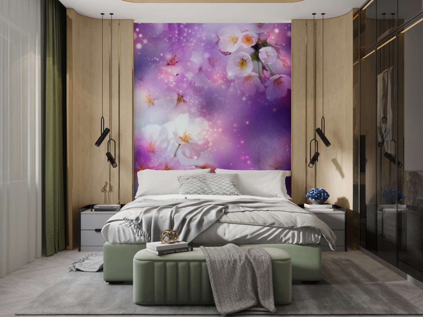 Fototapeta svetlé kvety na fialovom pozadí