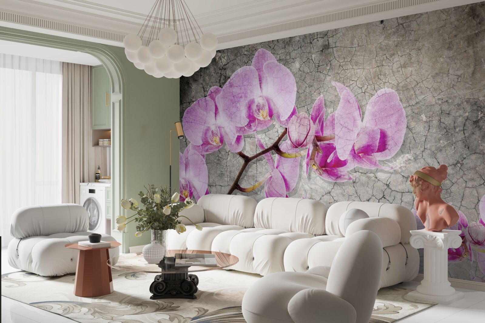 Fototapeta orgovánové konáre na sivom Pozadí