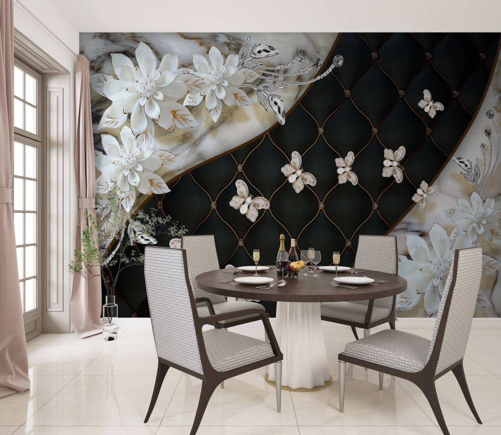 Fototapeta motýle padajú na kvety