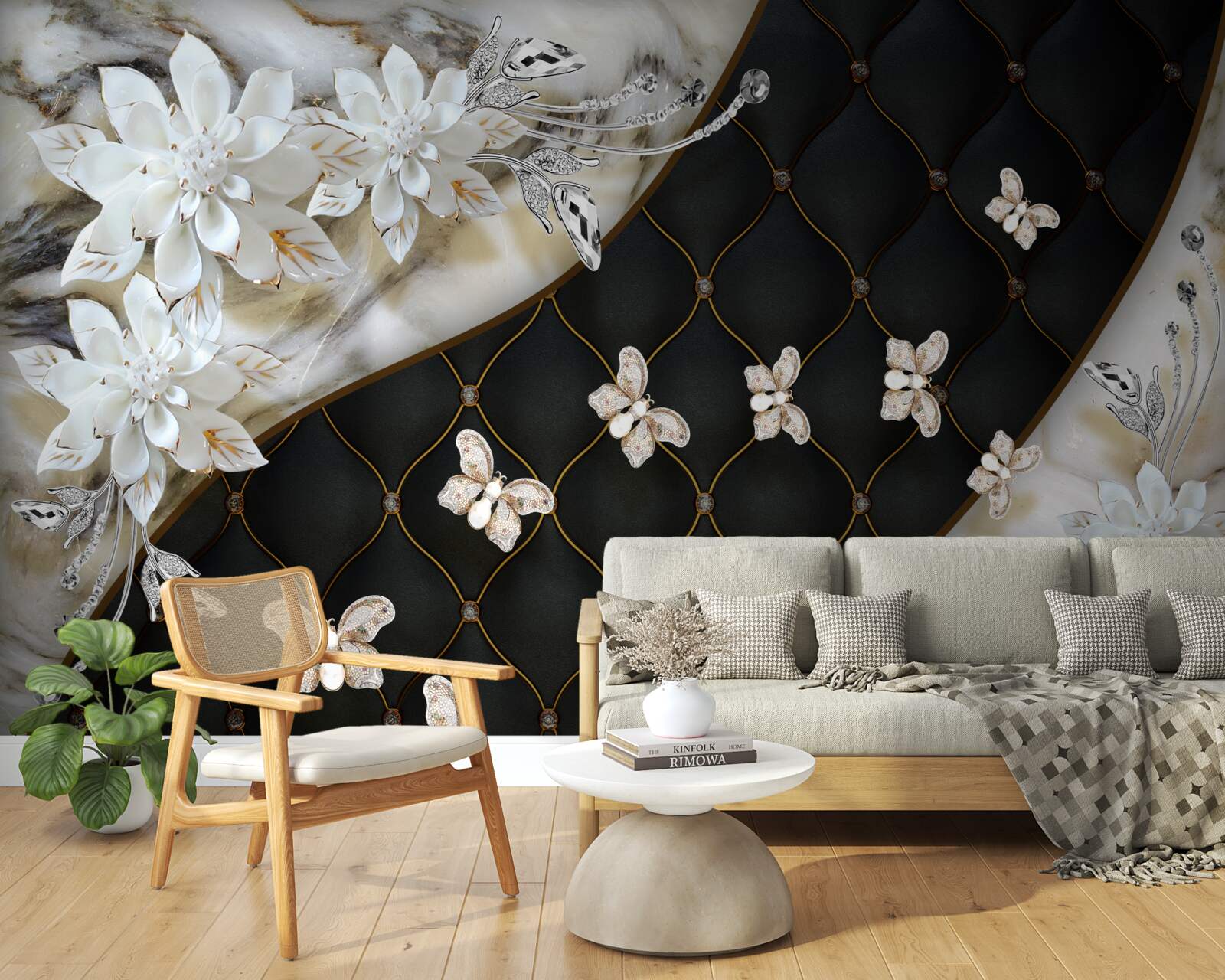 Fototapeta motýle padajú na kvety