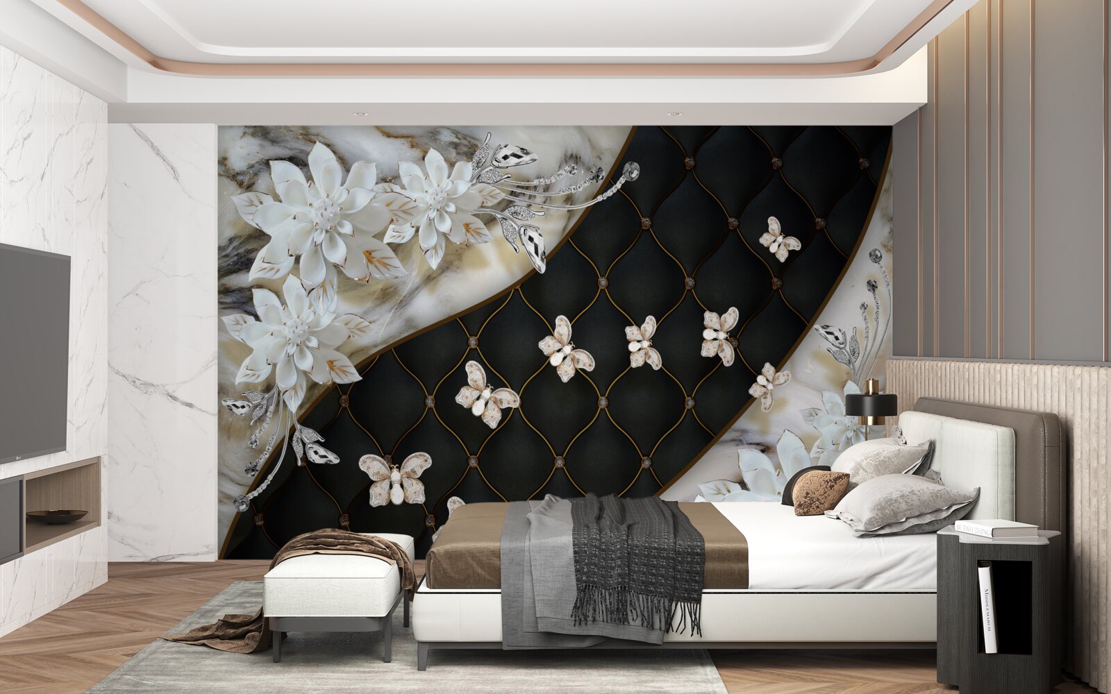 Fototapeta motýle padajú na kvety