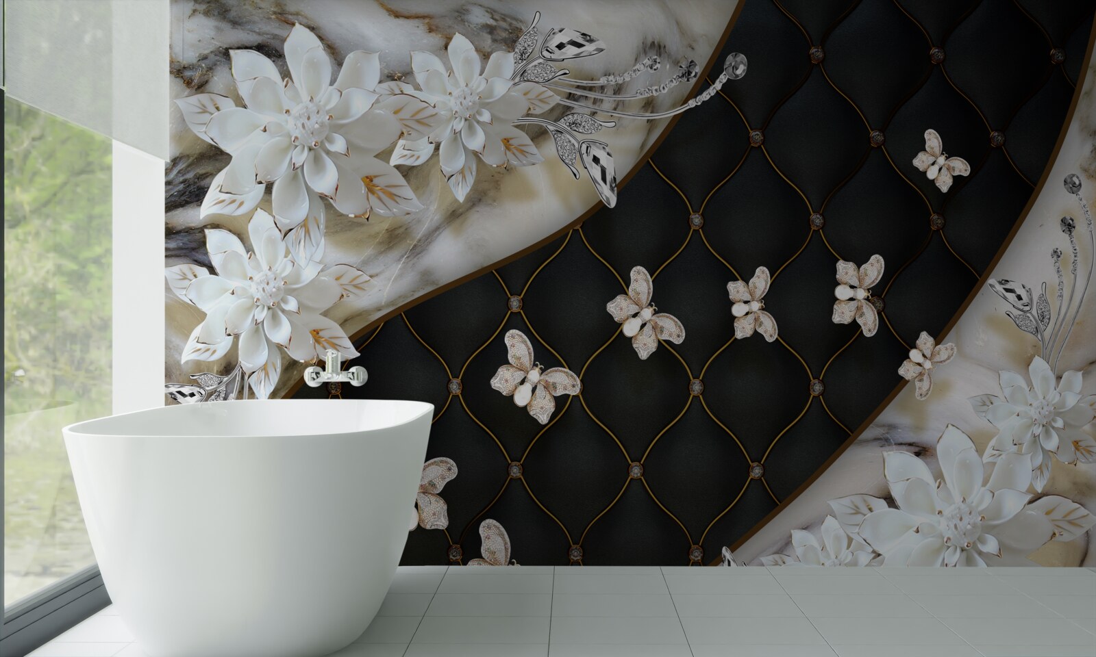 Fototapeta motýle padajú na kvety