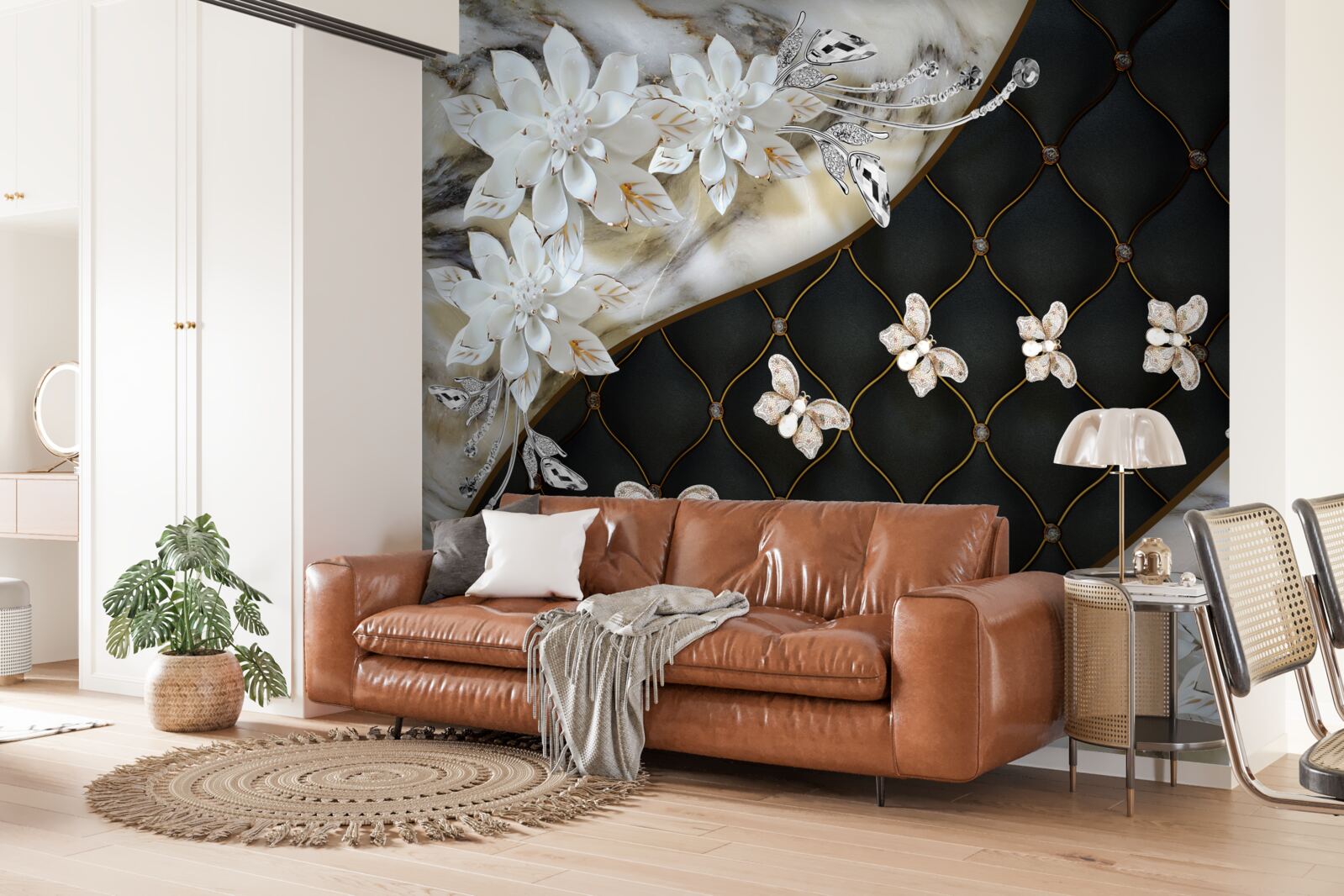 Fototapeta motýle padajú na kvety