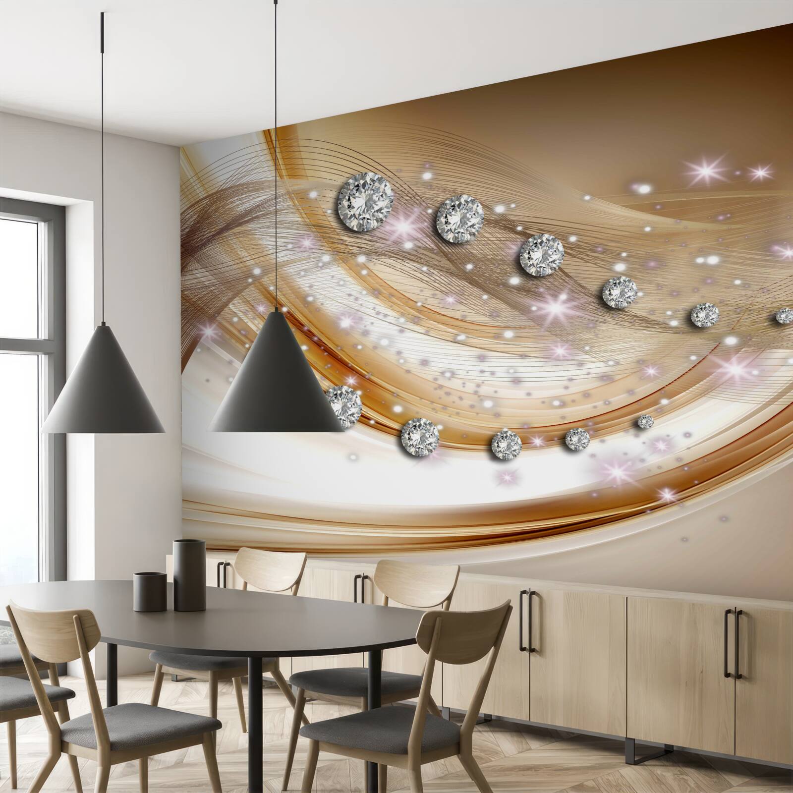 Fototapeta zlatý hodváb s diamantmi