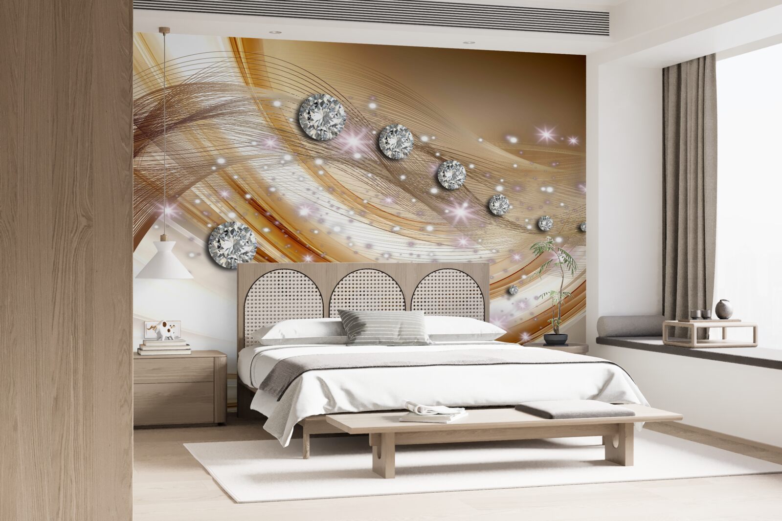 Fototapeta zlatý hodváb s diamantmi