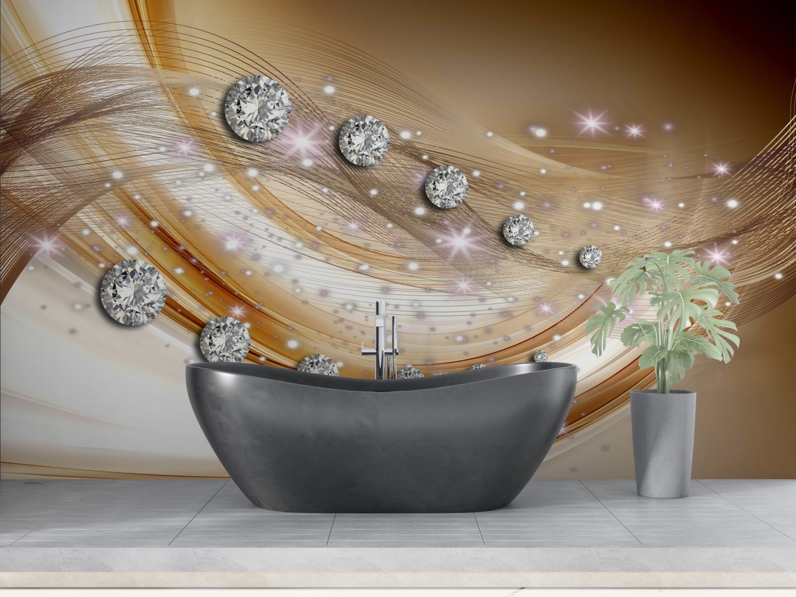 Fototapeta zlatý hodváb s diamantmi