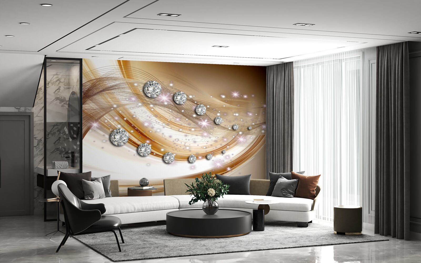 Fototapeta zlatý hodváb s diamantmi