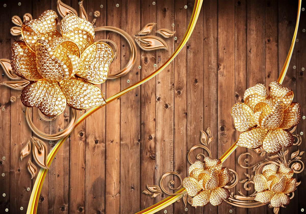 Fototapeta zlaté kvety a strmé konáre