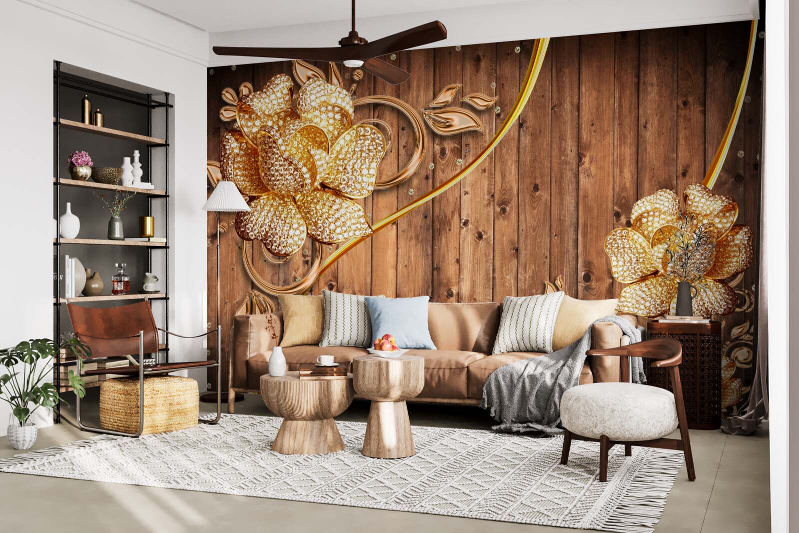 Fototapeta zlaté kvety a strmé konáre