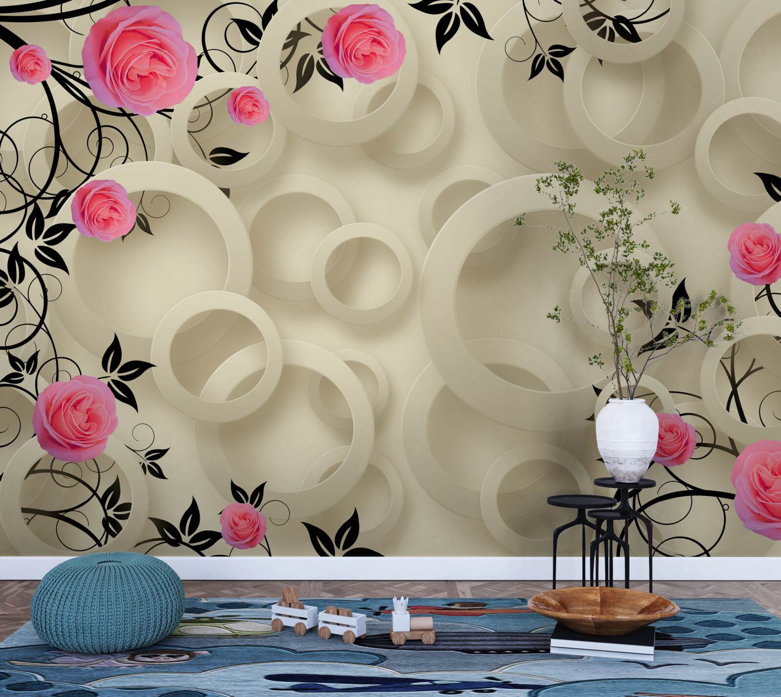 Fototapeta okvetné listy čiernych ruží na abstraktnom zadí