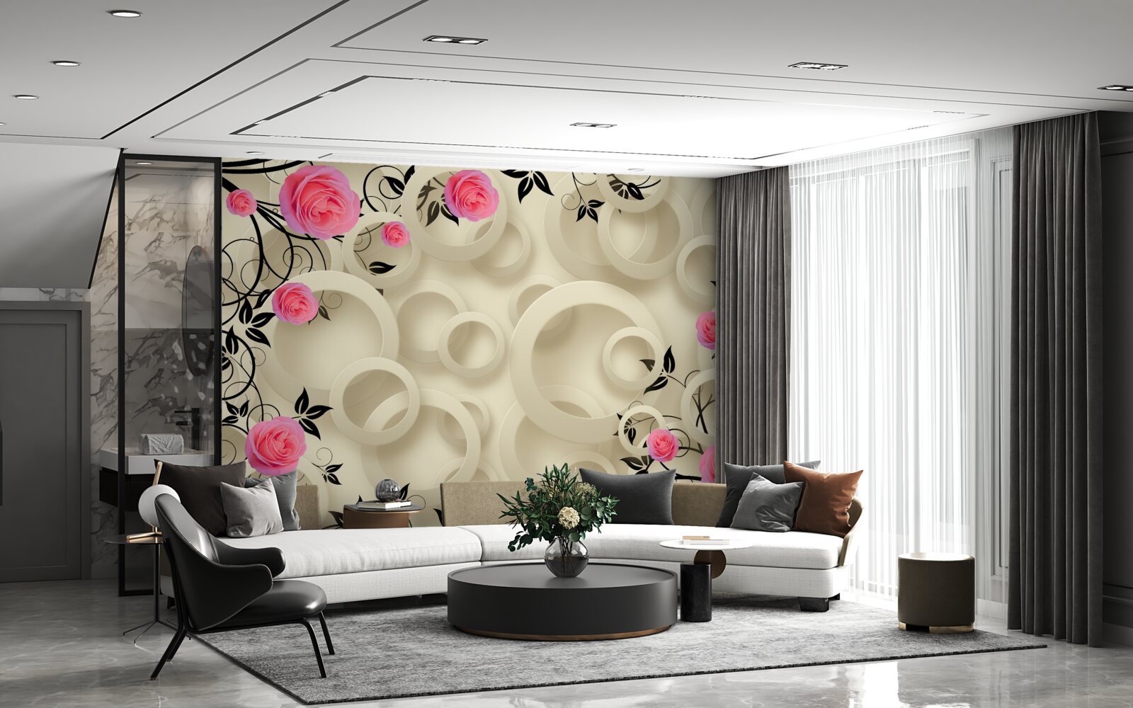 Fototapeta okvetné listy čiernych ruží na abstraktnom zadí