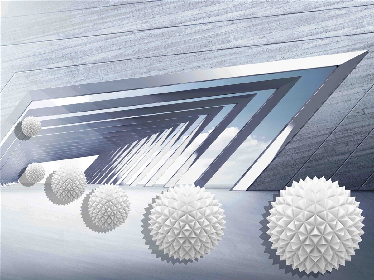 Fototapeta lietajúce guľôčky s hrotmi v uličke