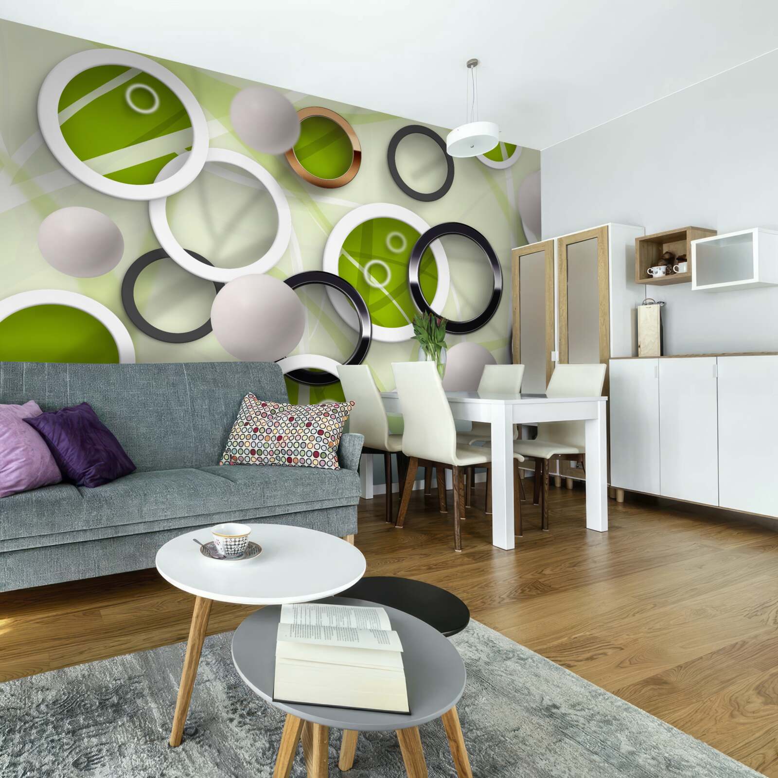 Fototapeta abstraktné omrvinky so zelenými listami