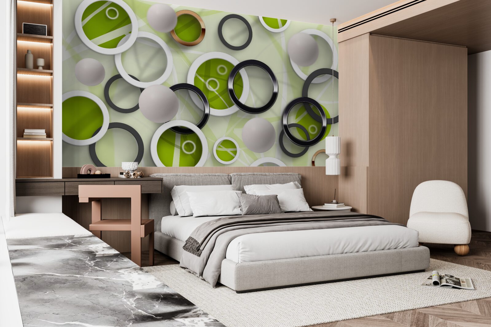 Fototapeta abstraktné omrvinky so zelenými listami