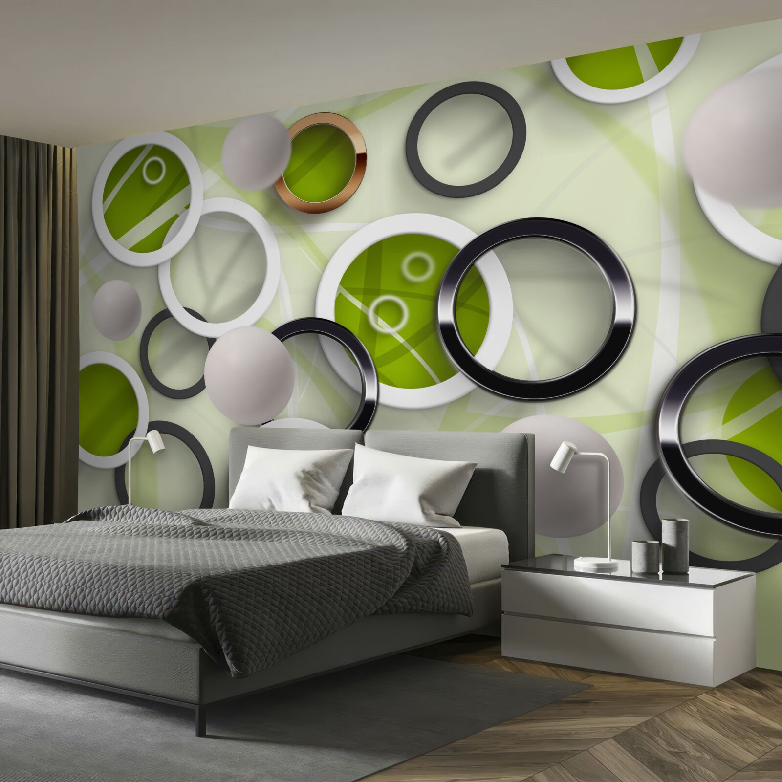 Fototapeta abstraktné omrvinky so zelenými listami