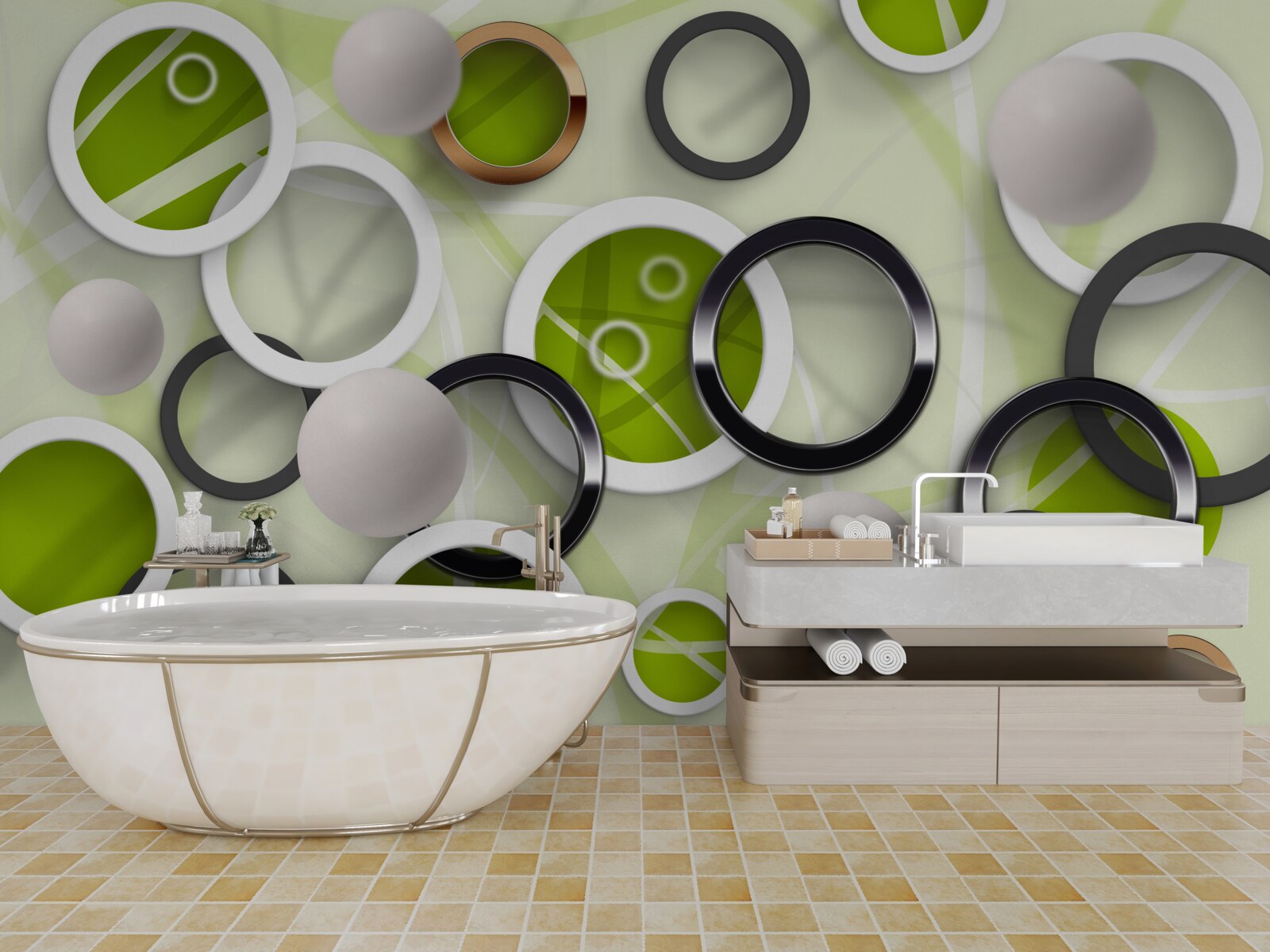 Fototapeta abstraktné omrvinky so zelenými listami