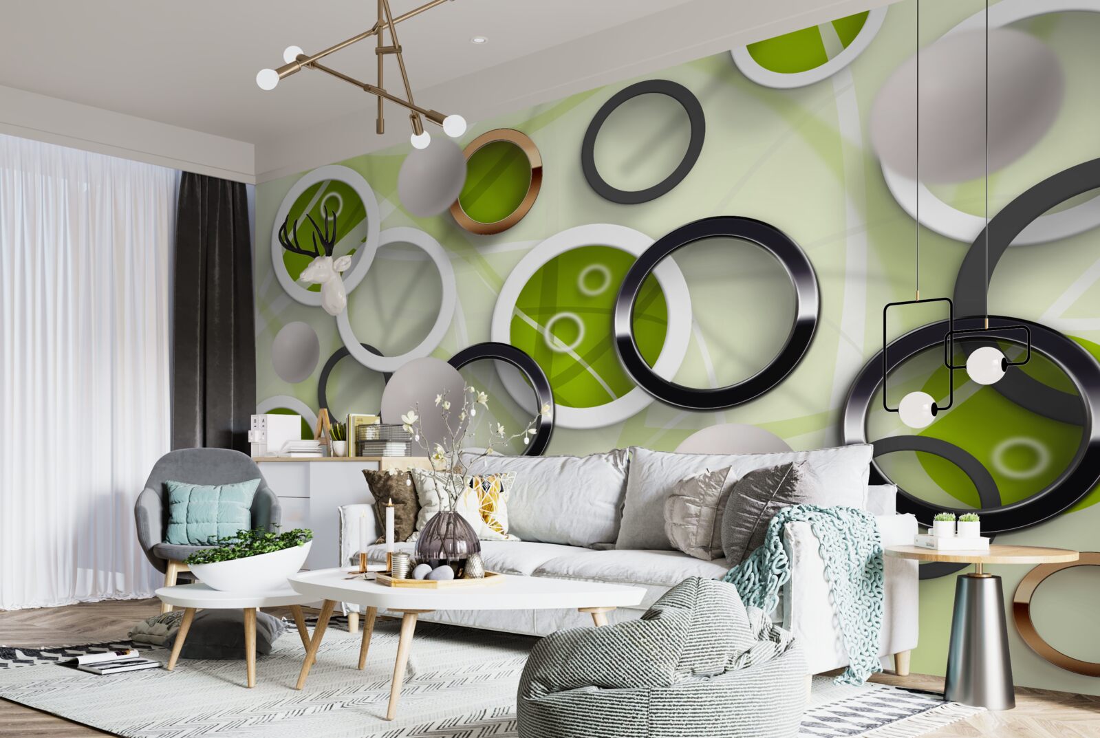 Fototapeta abstraktné omrvinky so zelenými listami