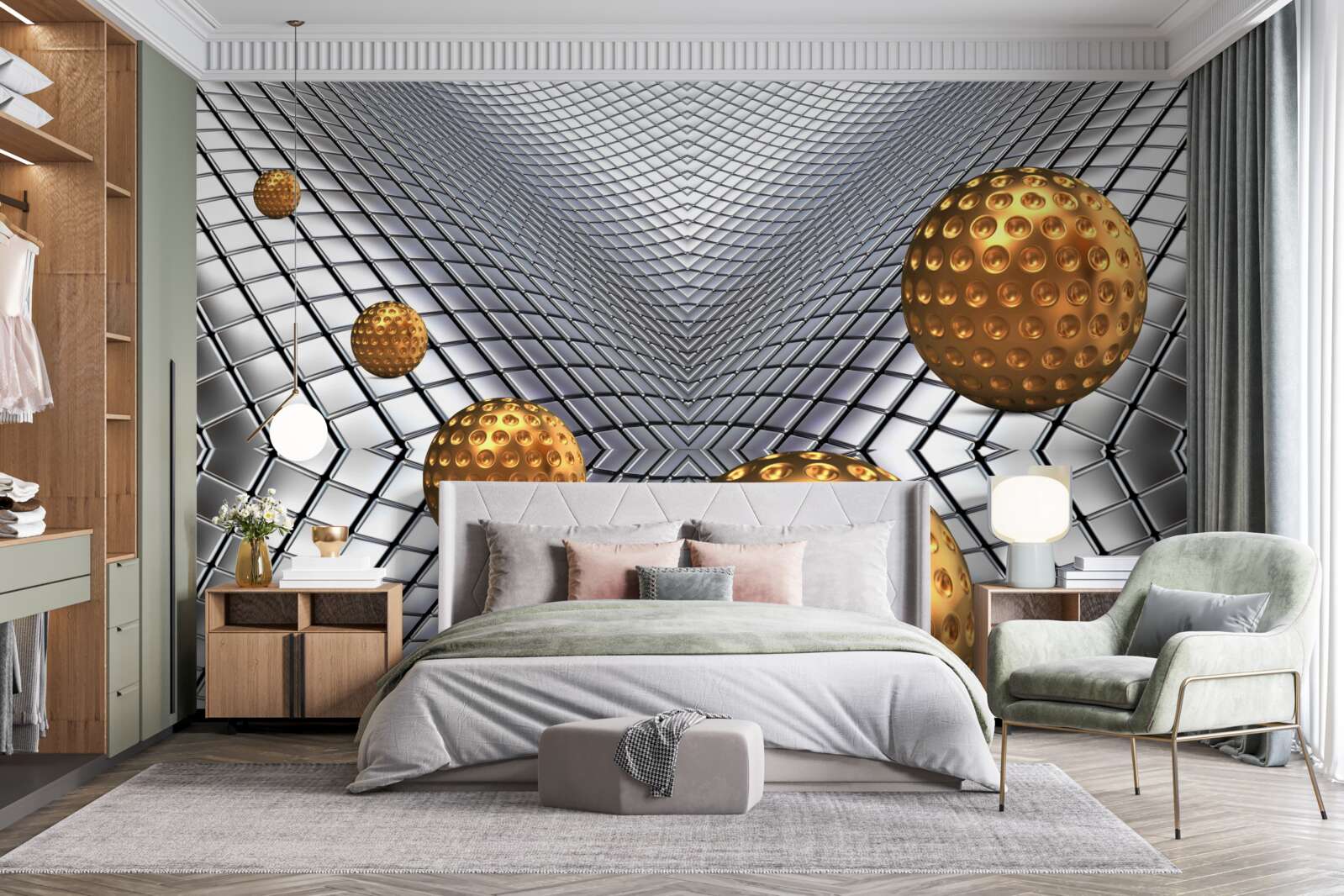 Fototapeta plávajúce zlaté tenisové loptičky