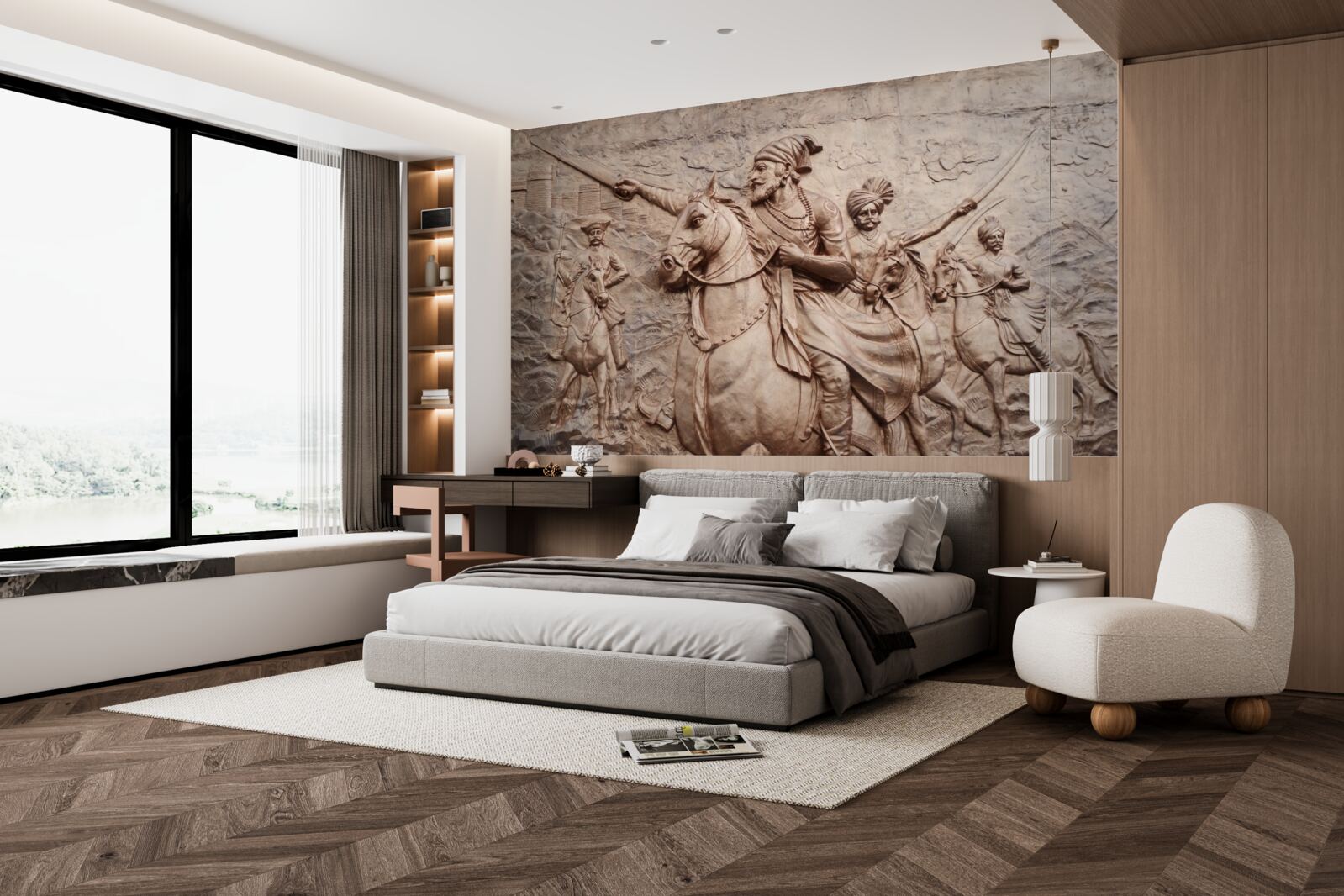 Fototapeta basreliéf zobrazujúci bojovníkov bojujúcich na kolesách