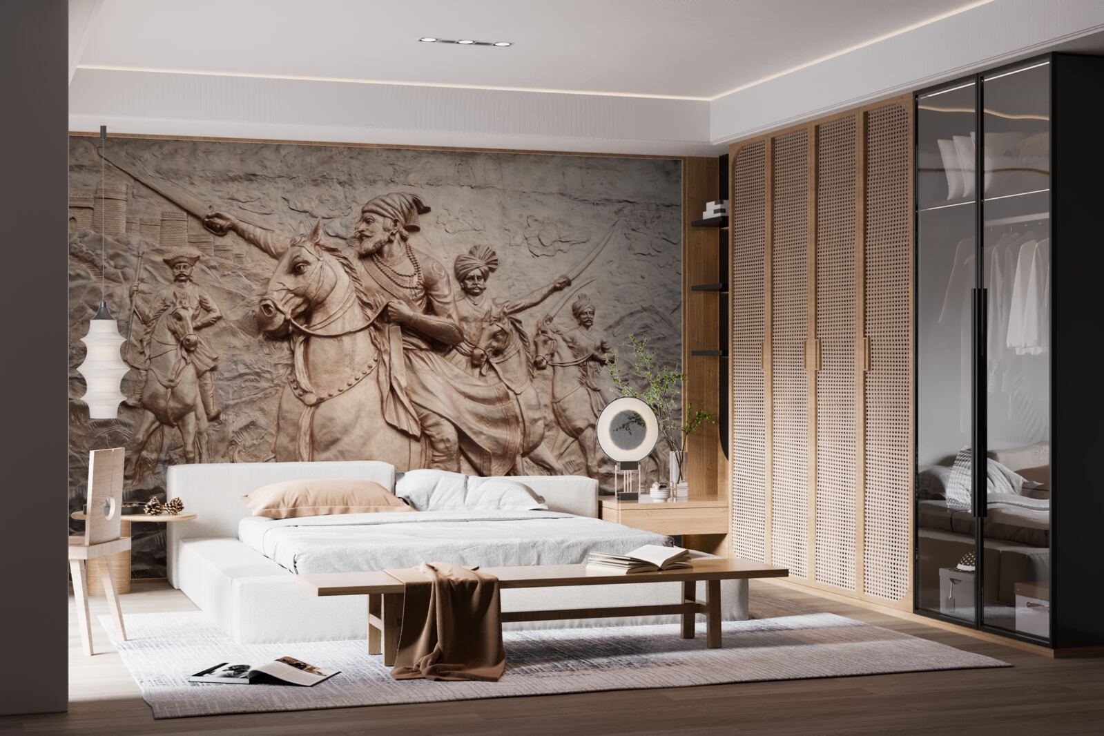 Fototapeta basreliéf zobrazujúci bojovníkov bojujúcich na kolesách