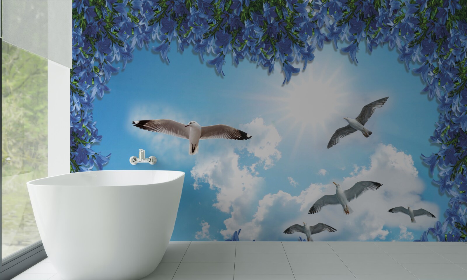 Fototapeta na modrej oblohe sú vznášajú čajky