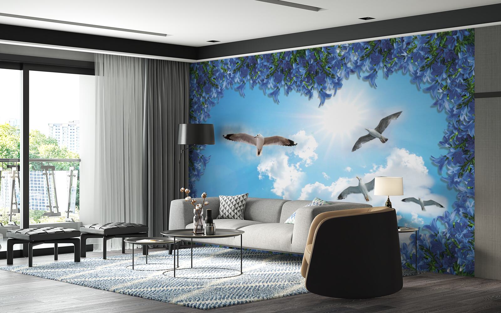 Fototapeta na modrej oblohe sú vznášajú čajky