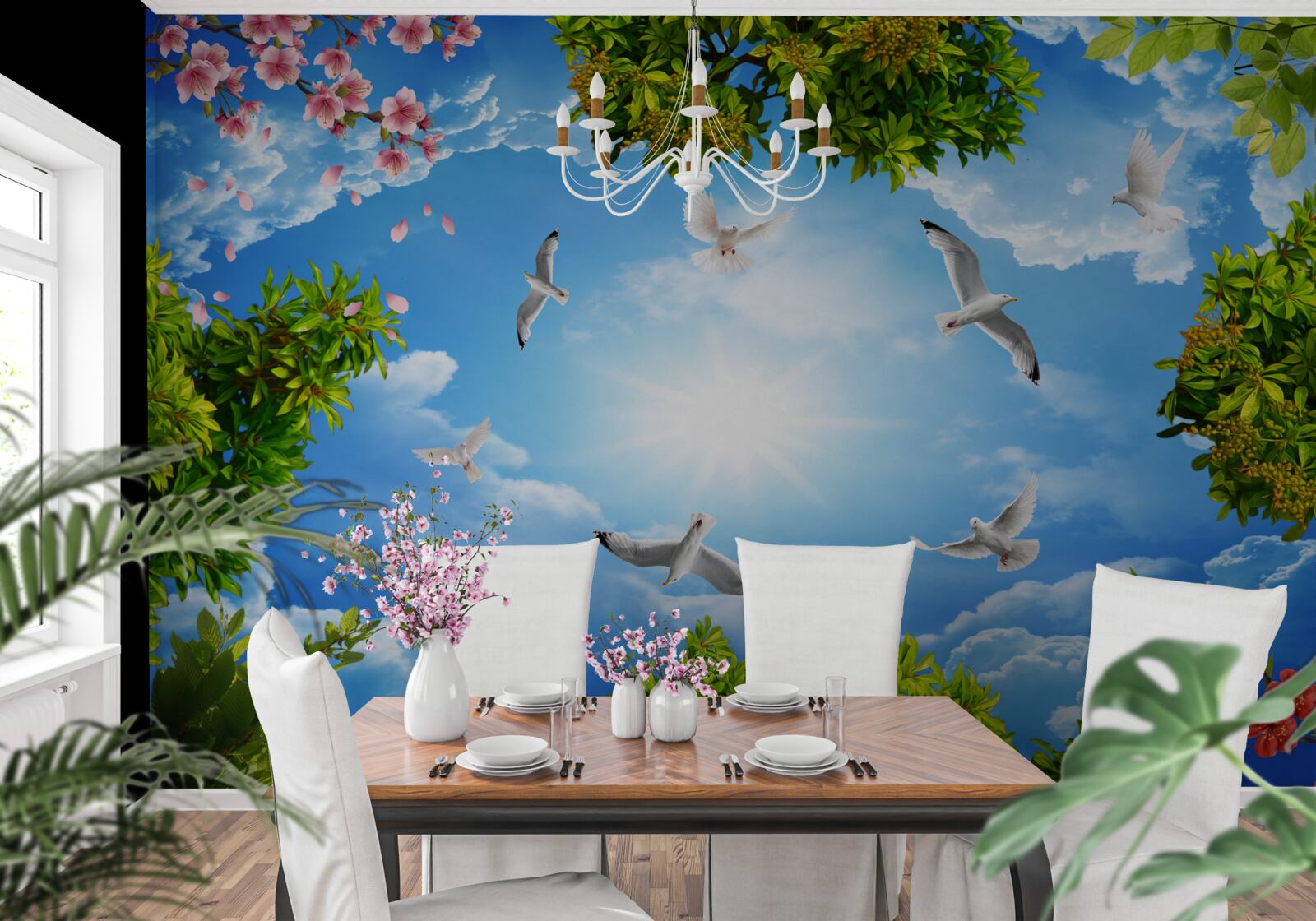 Fototapeta vtáky v lese si užívajú slnečný deň