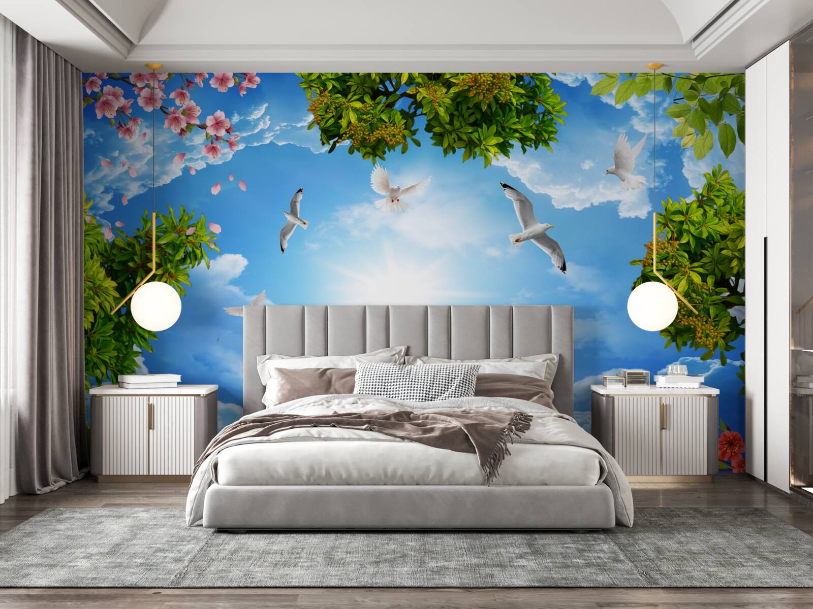 Fototapeta vtáky v lese si užívajú slnečný deň