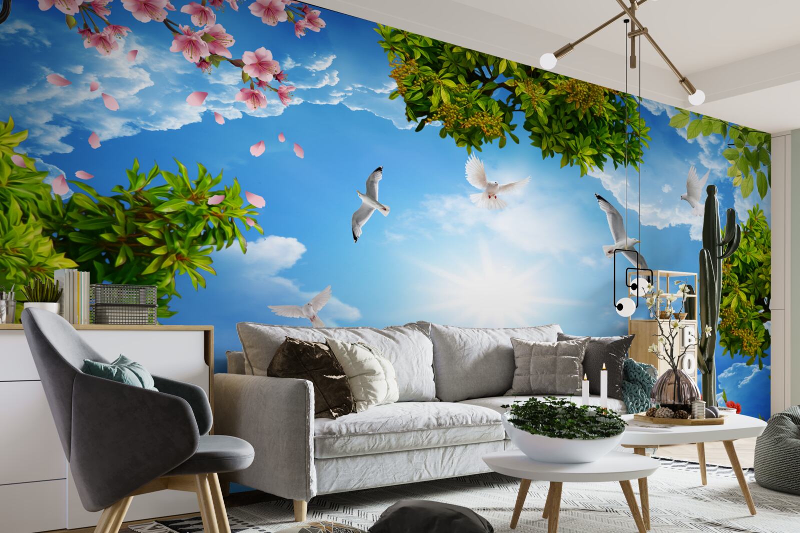 Fototapeta vtáky v lese si užívajú slnečný deň