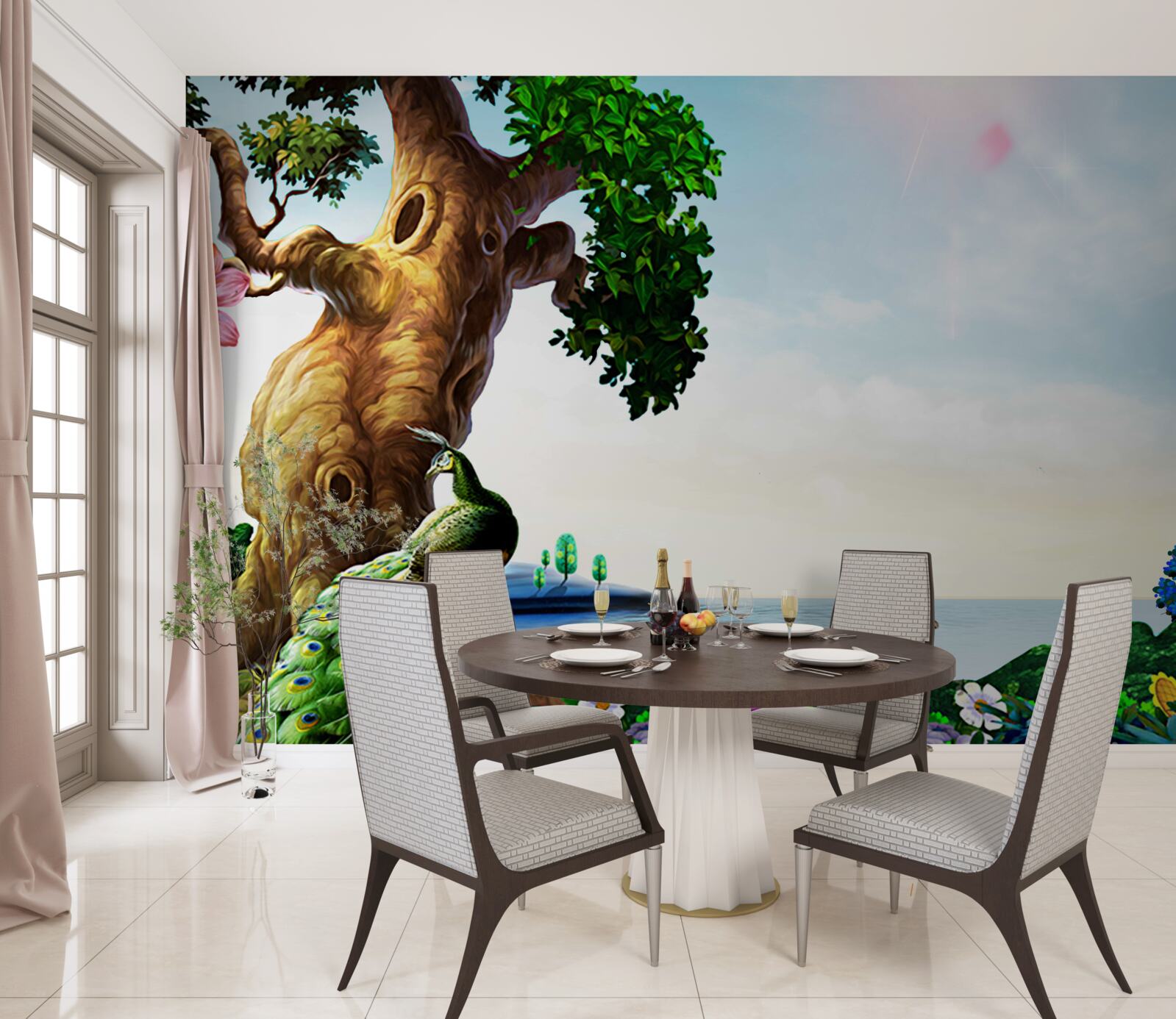 Fototapeta smaragdovej krajiny a ich obyvateľov na brehoch nádrží