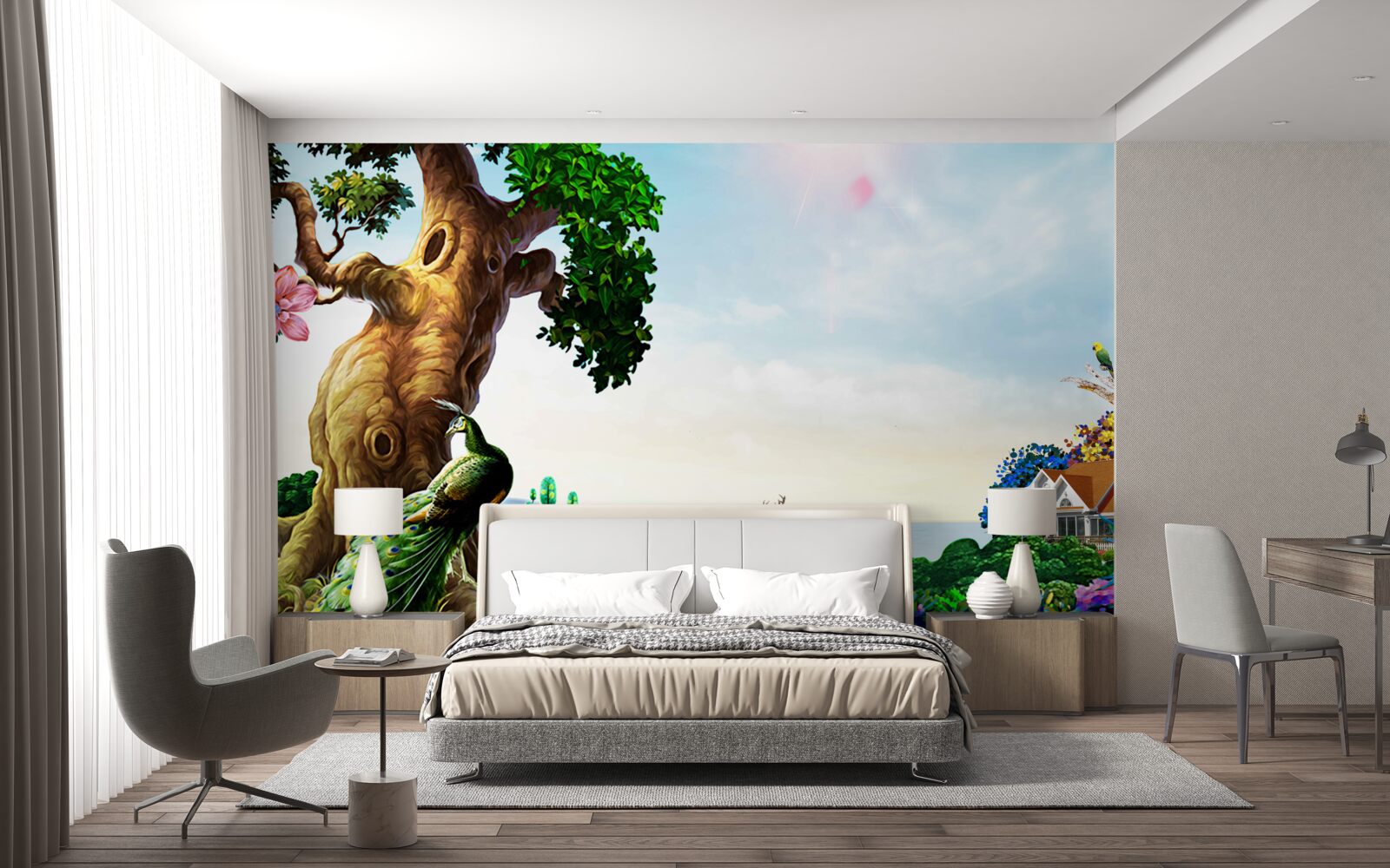 Fototapeta smaragdovej krajiny a ich obyvateľov na brehoch nádrží