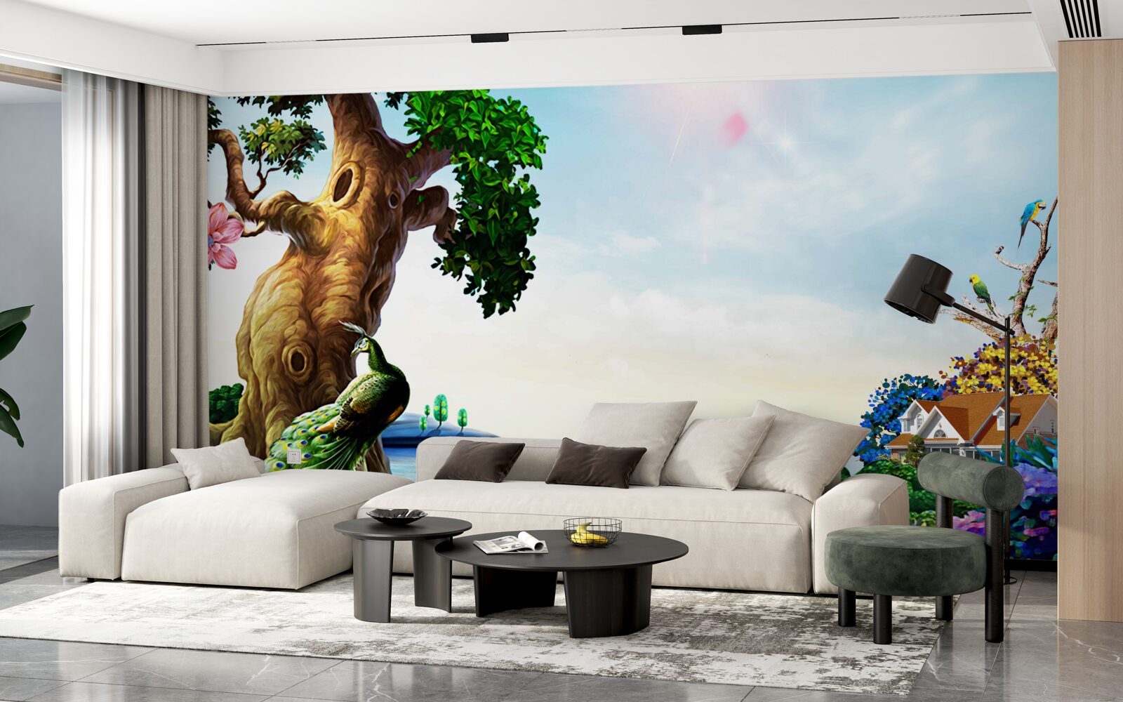 Fototapeta smaragdovej krajiny a ich obyvateľov na brehoch nádrží